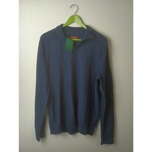 Red Ale NWT‎ 100% Cotton Blue Henley Sweater Men's Size Large Preppy